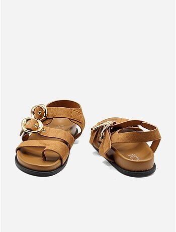 Sandalias planas con efecto ante