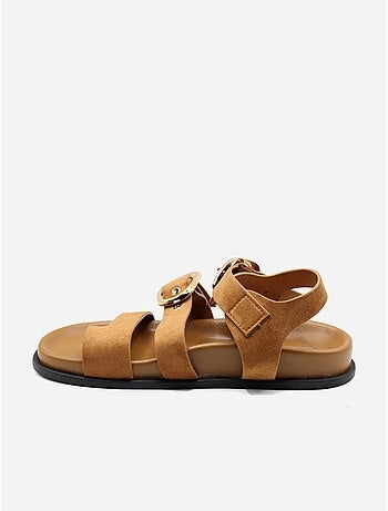 Sandalias planas con efecto ante