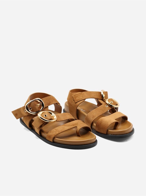Sandalias planas con efecto ante - Kiabi