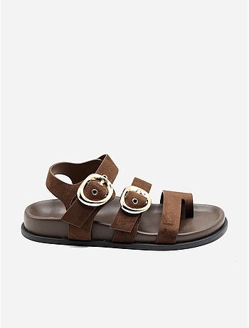 Sandalias planas con efecto ante