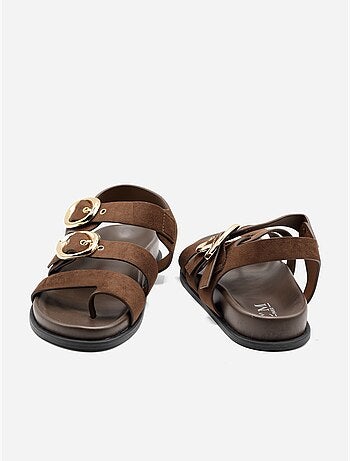 Sandalias planas con efecto ante