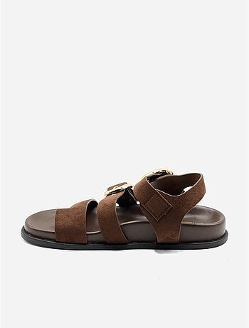 Sandalias planas con efecto ante
