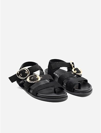 Sandalias planas con efecto ante