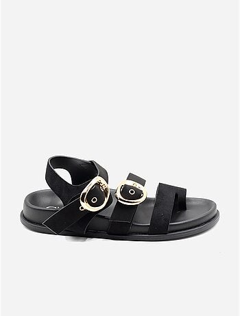 Sandalias planas con efecto ante