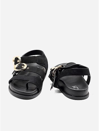 Sandalias planas con efecto ante