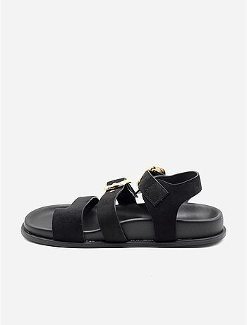 Sandalias planas con efecto ante