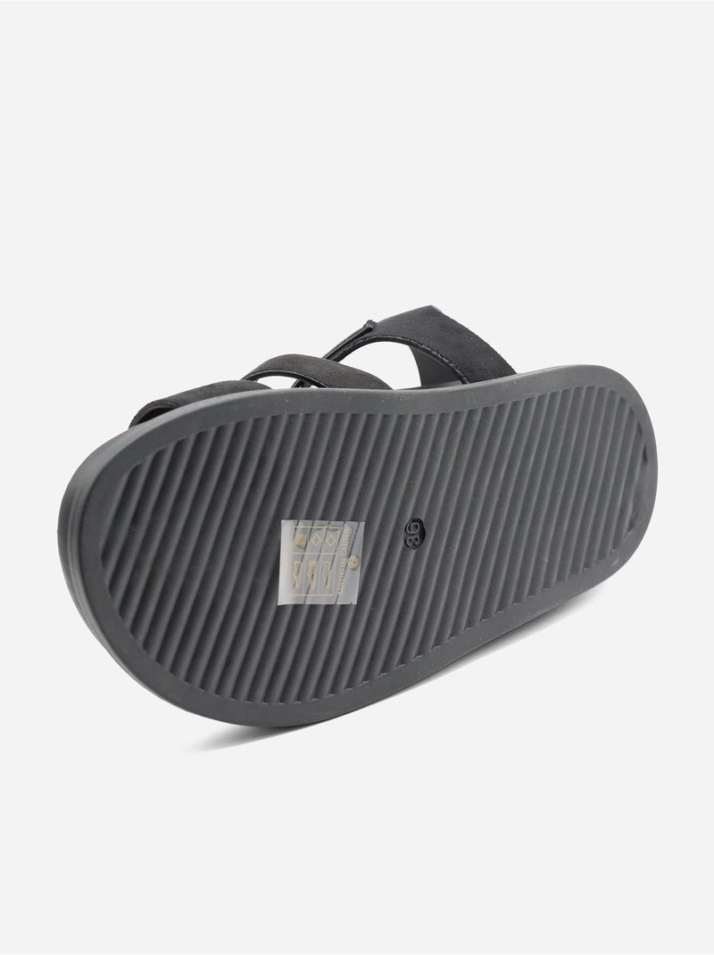 Sandalias planas con efecto ante Negro - Kiabi