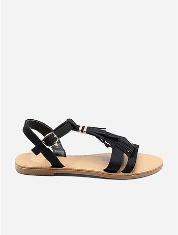 Sandalias planas con flecos