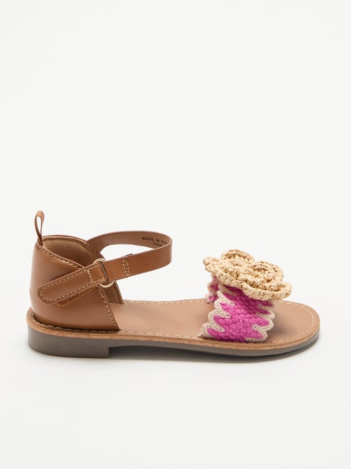 Sandalias planas con flores de fantasía - Kiabi