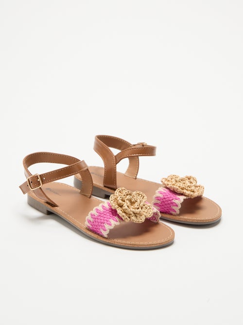 Sandalias planas con flores de fantasía - Kiabi