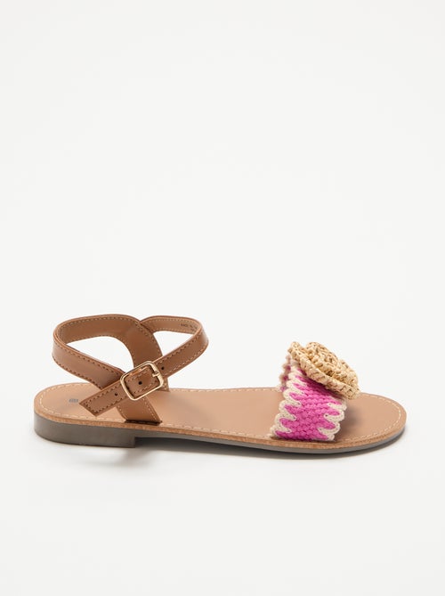 Sandalias planas con flores de fantasía - Kiabi