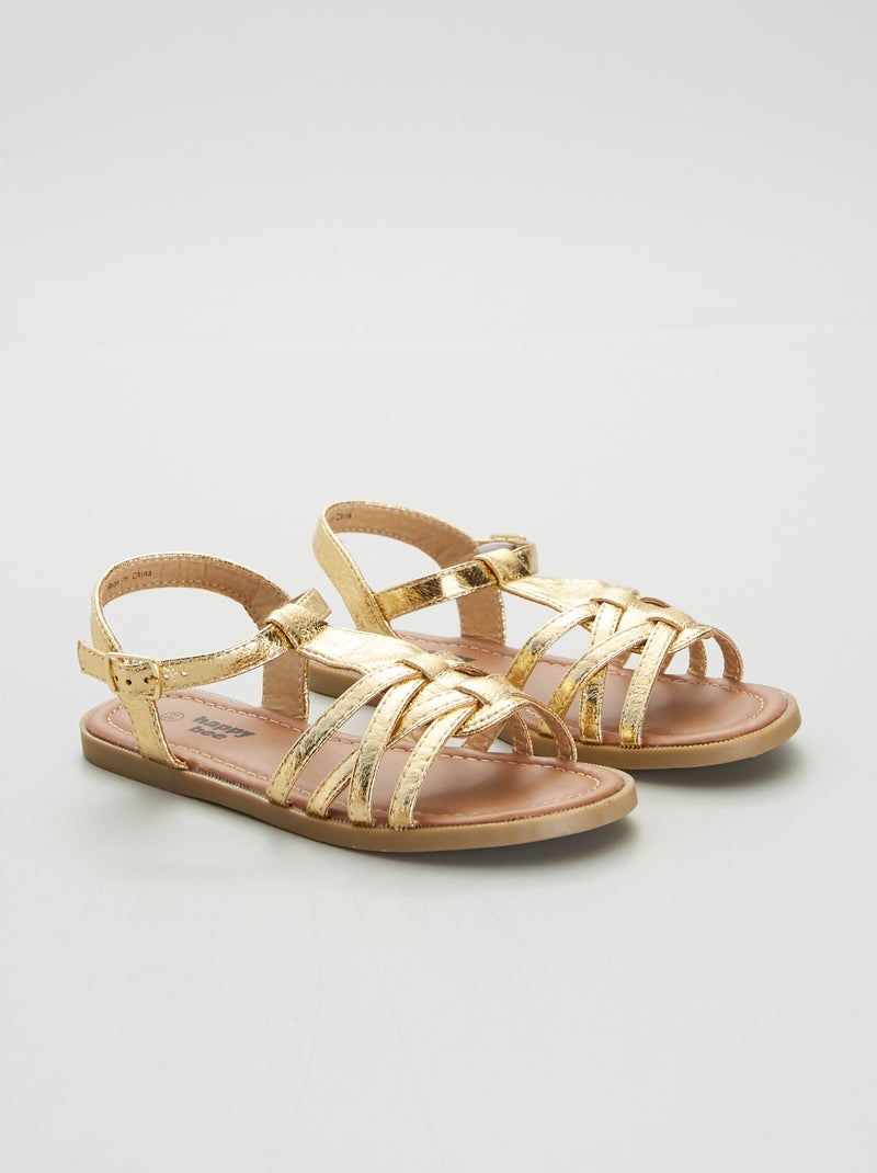 Sandalias planas con hebilla oro - Kiabi