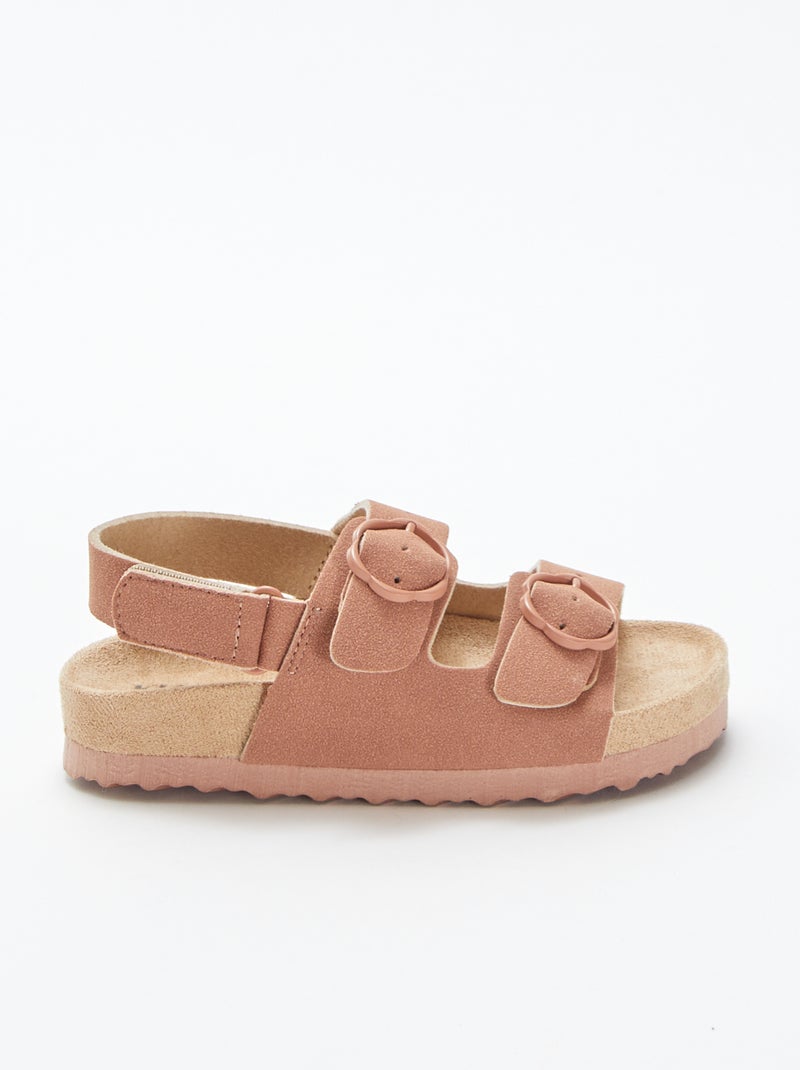 Sandalias planas con hebillas de flores ROSA - Kiabi
