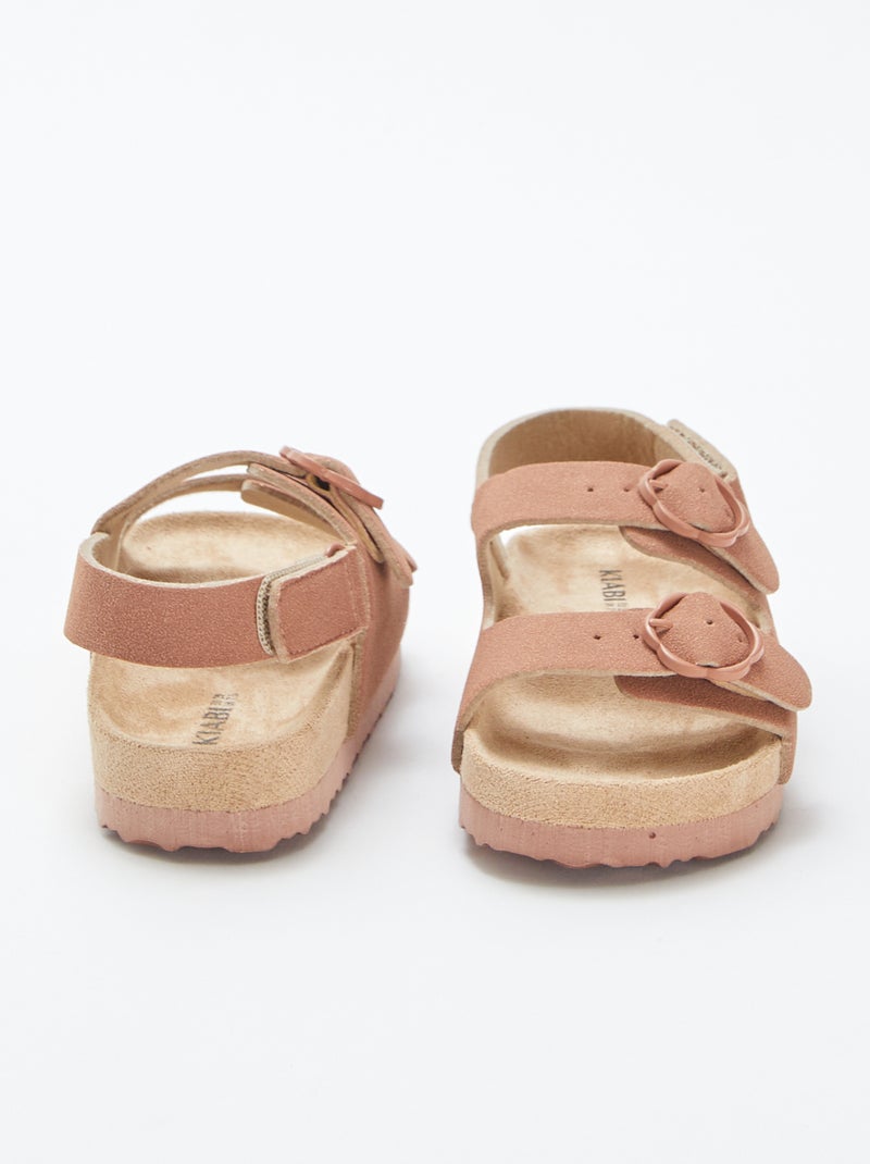 Sandalias planas con hebillas de flores ROSA - Kiabi