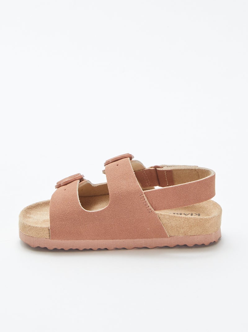 Sandalias planas con hebillas de flores ROSA - Kiabi