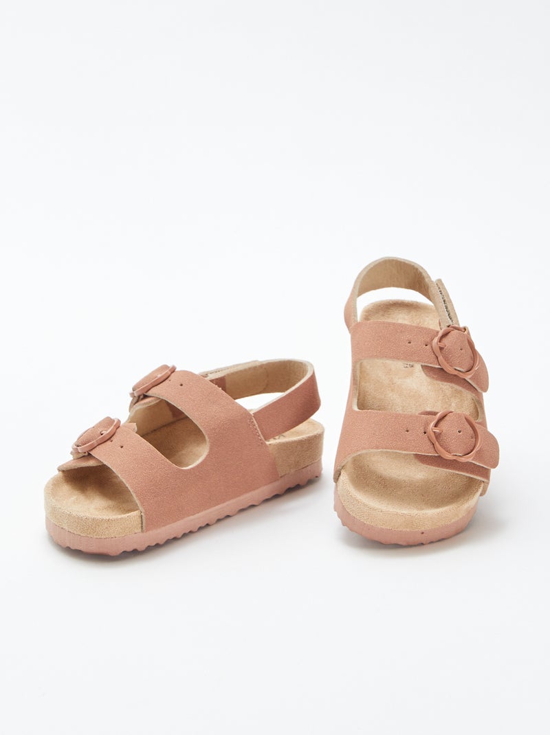 Sandalias planas con hebillas de flores ROSA - Kiabi