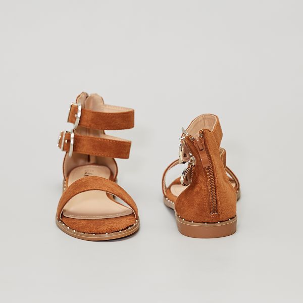 Sandalias planas con hebillas western Mujer talla 34 a 48 - camello - Kiabi  - 22,00€