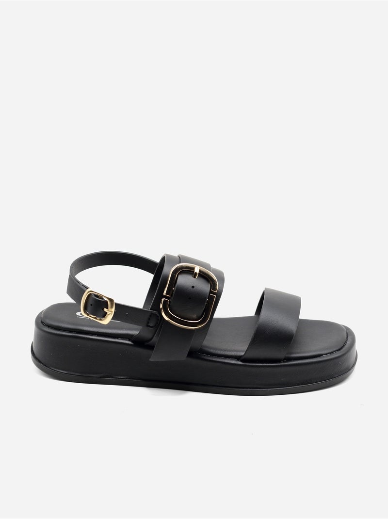 Sandalias planas con plataforma Negro - Kiabi