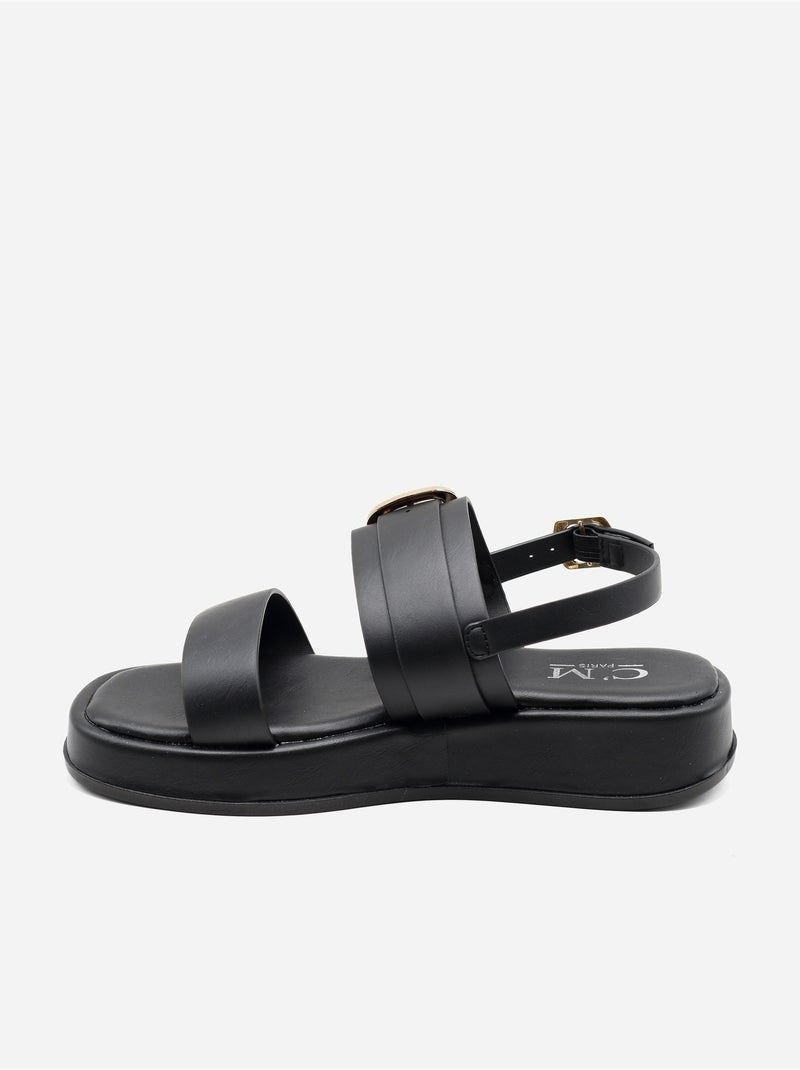 Sandalias planas con plataforma Negro - Kiabi