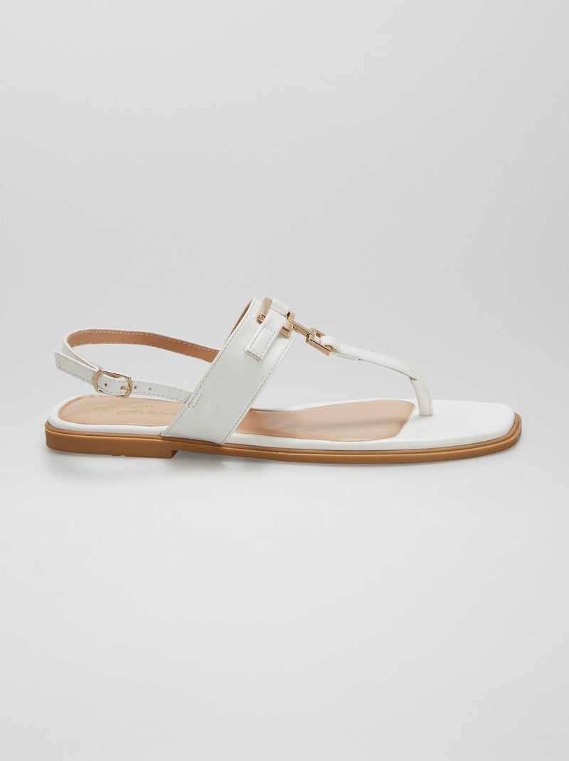 Sandalias planas con separación de dedo BLANCO - Kiabi
