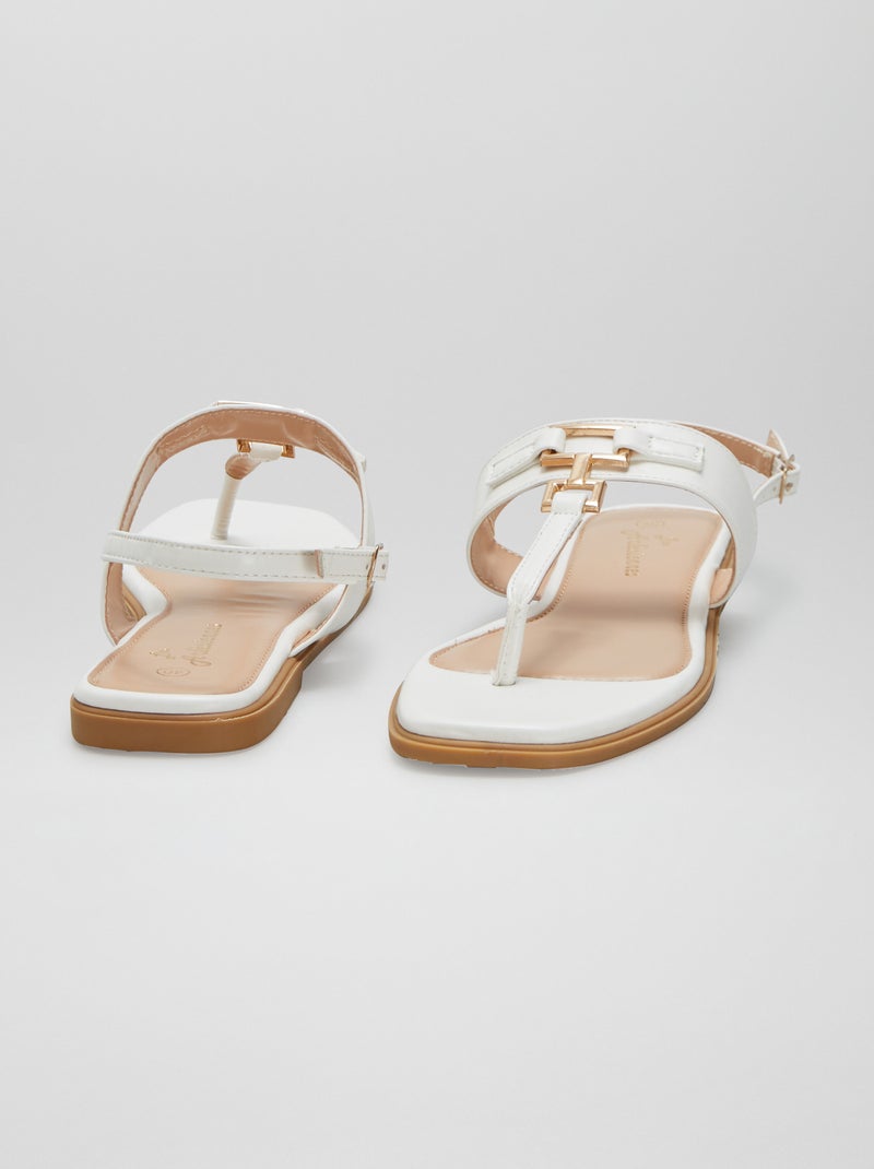 Sandalias planas con separación de dedo BLANCO - Kiabi
