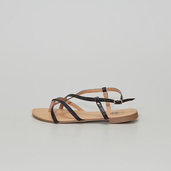 Sandalias planas con separación del dedo Mujer talla 34 a 48 - negro -  Kiabi - 14,00€