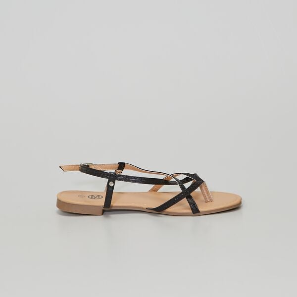 Sandalias planas con separación del dedo Mujer talla 34 a 48 - negro -  Kiabi - 14,00€