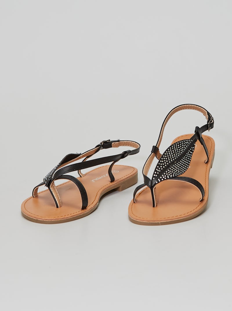 Sandalias planas con strass NEGRO - Kiabi
