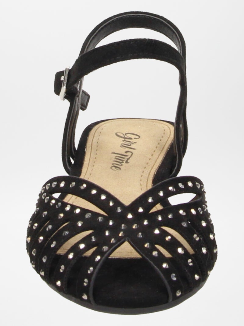 Sandalias planas con tachuelas NEGRO - Kiabi