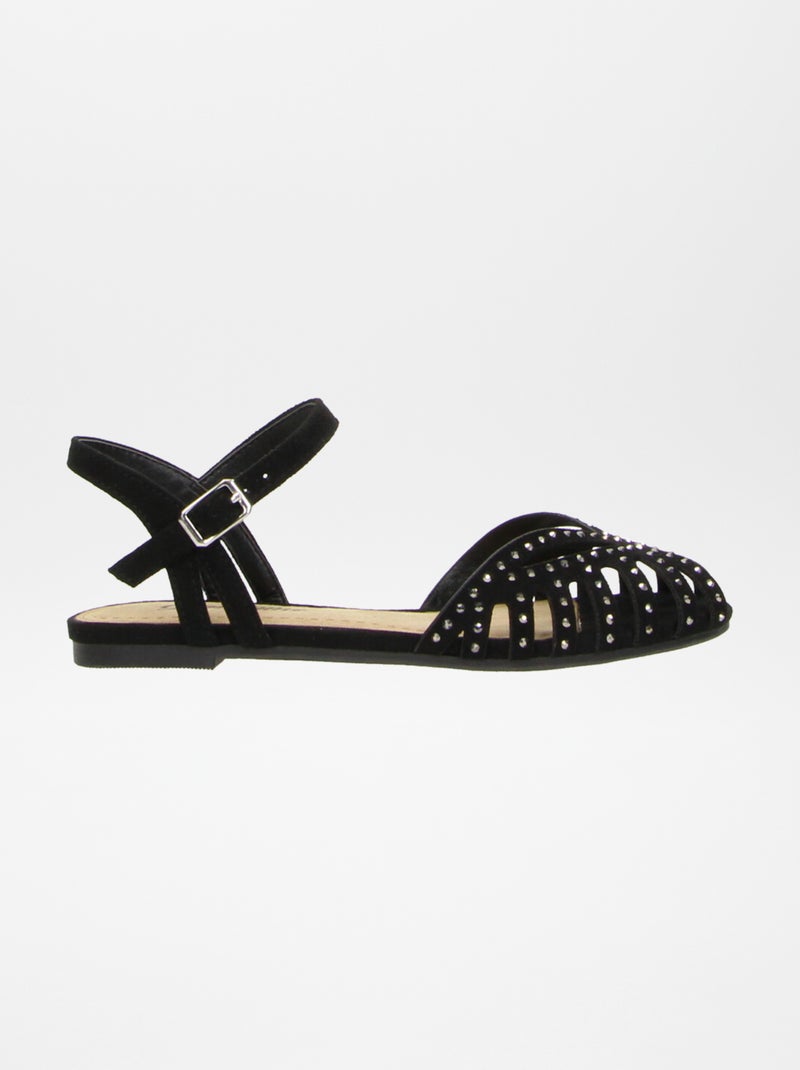 Sandalias planas con tachuelas NEGRO - Kiabi