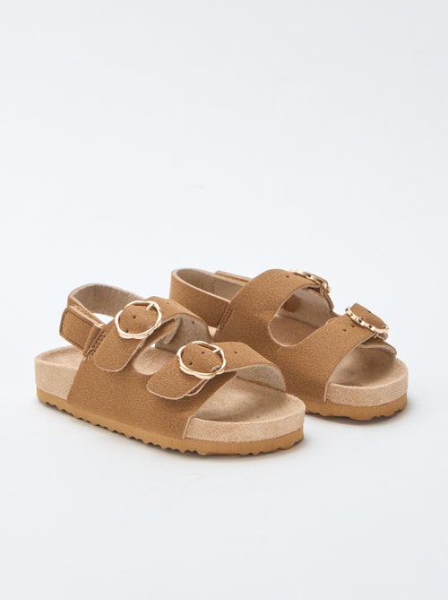 Sandalias planas con tira de sujeción al tobillo ajustable con velcro - Kiabi