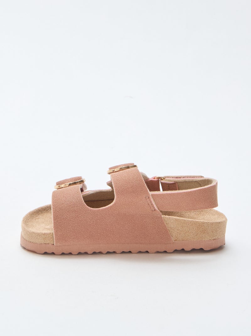 Sandalias planas con tira de sujeción al tobillo ajustable con velcro Rosa - Kiabi
