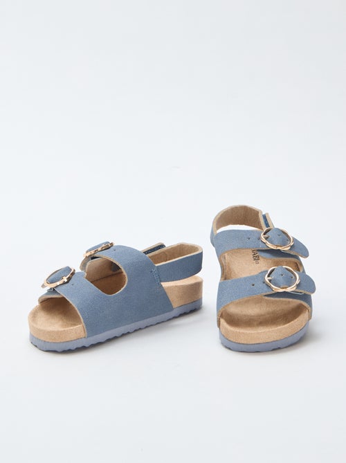 Sandalias planas con tira de sujeción en el tobillo ajustable con velcro - Kiabi