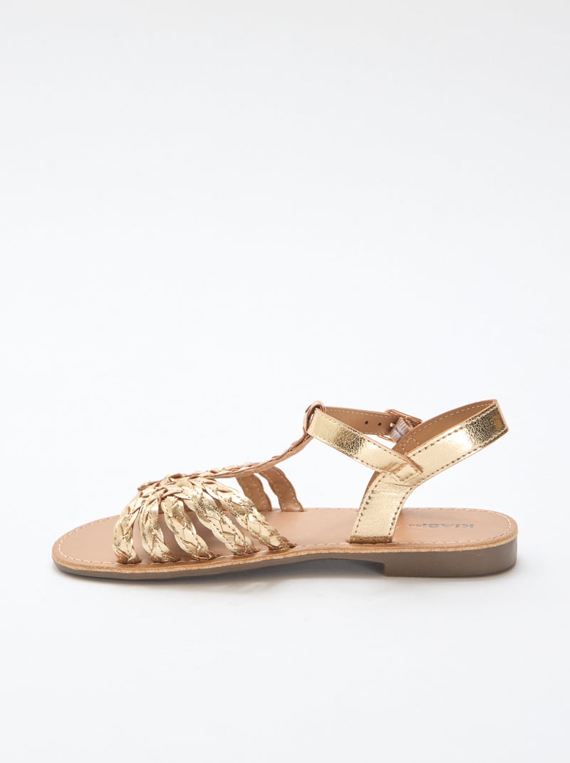 Sandalias planas con tira y bandas trenzadas Amarillo - Kiabi