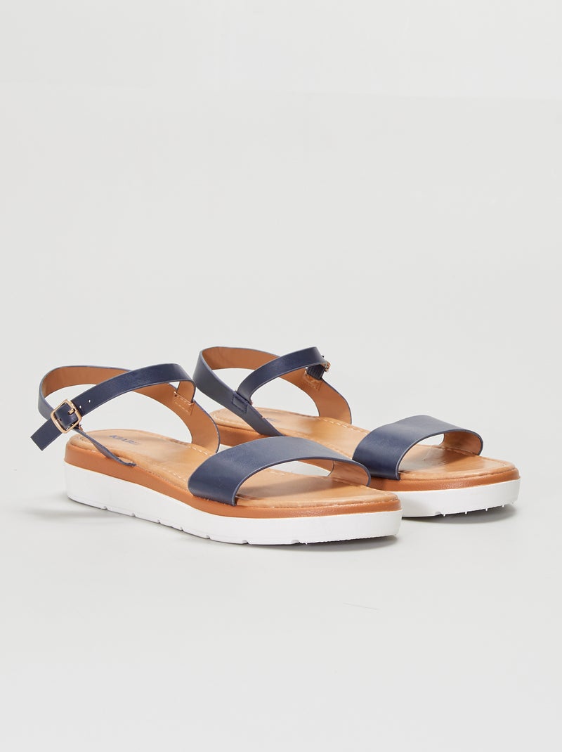 Sandalias planas con tiras anchas AZUL - Kiabi