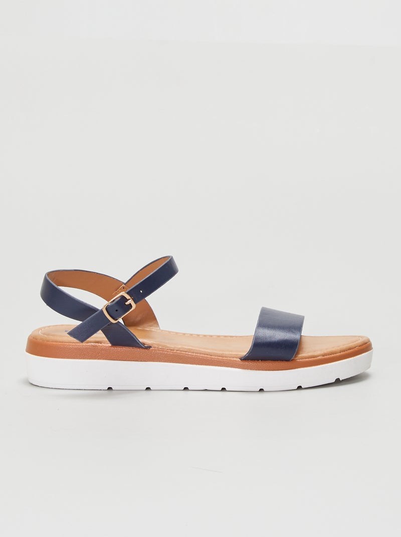 Sandalias planas con tiras anchas AZUL - Kiabi