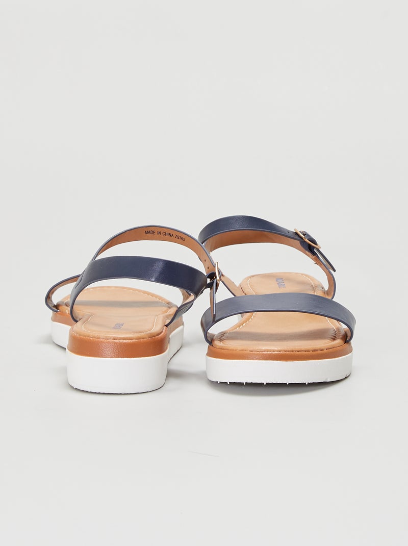 Sandalias planas con tiras anchas AZUL - Kiabi