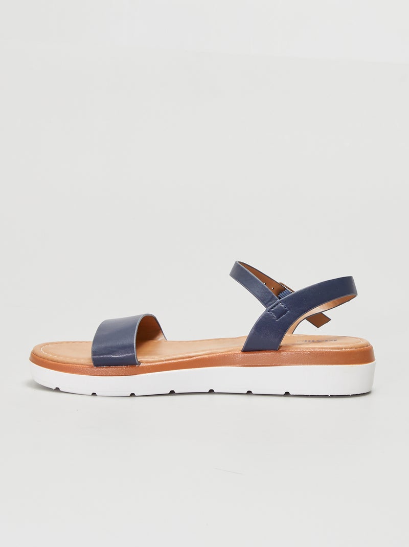 Sandalias planas con tiras anchas AZUL - Kiabi
