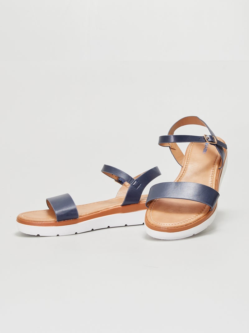 Sandalias planas con tiras anchas AZUL - Kiabi
