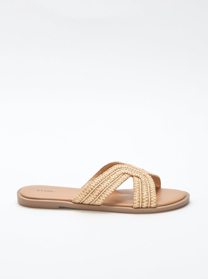 Sandalias planas con tiras cruzadas Beige - Kiabi