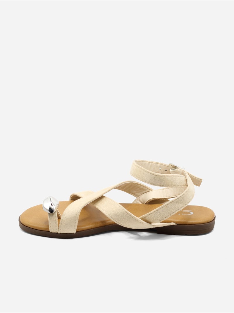 Sandalias planas con tiras cruzadas Beige - Kiabi
