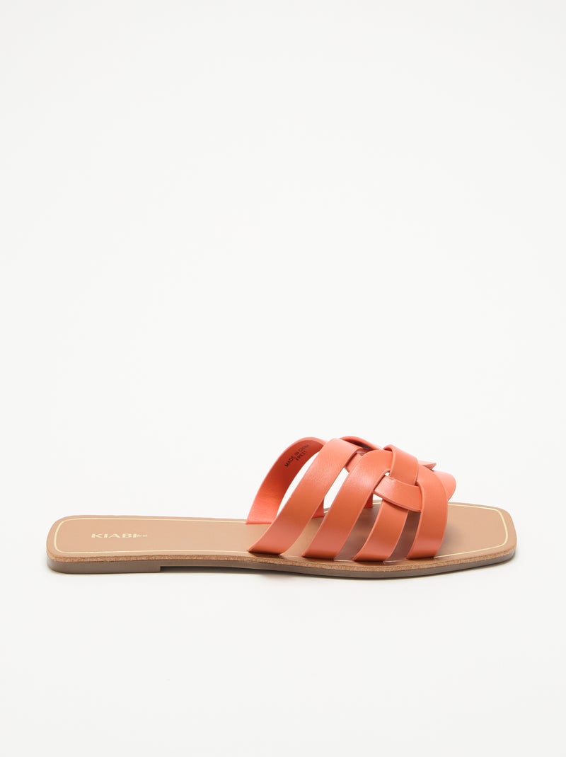 Sandalias planas con tiras cruzadas Naranja - Kiabi