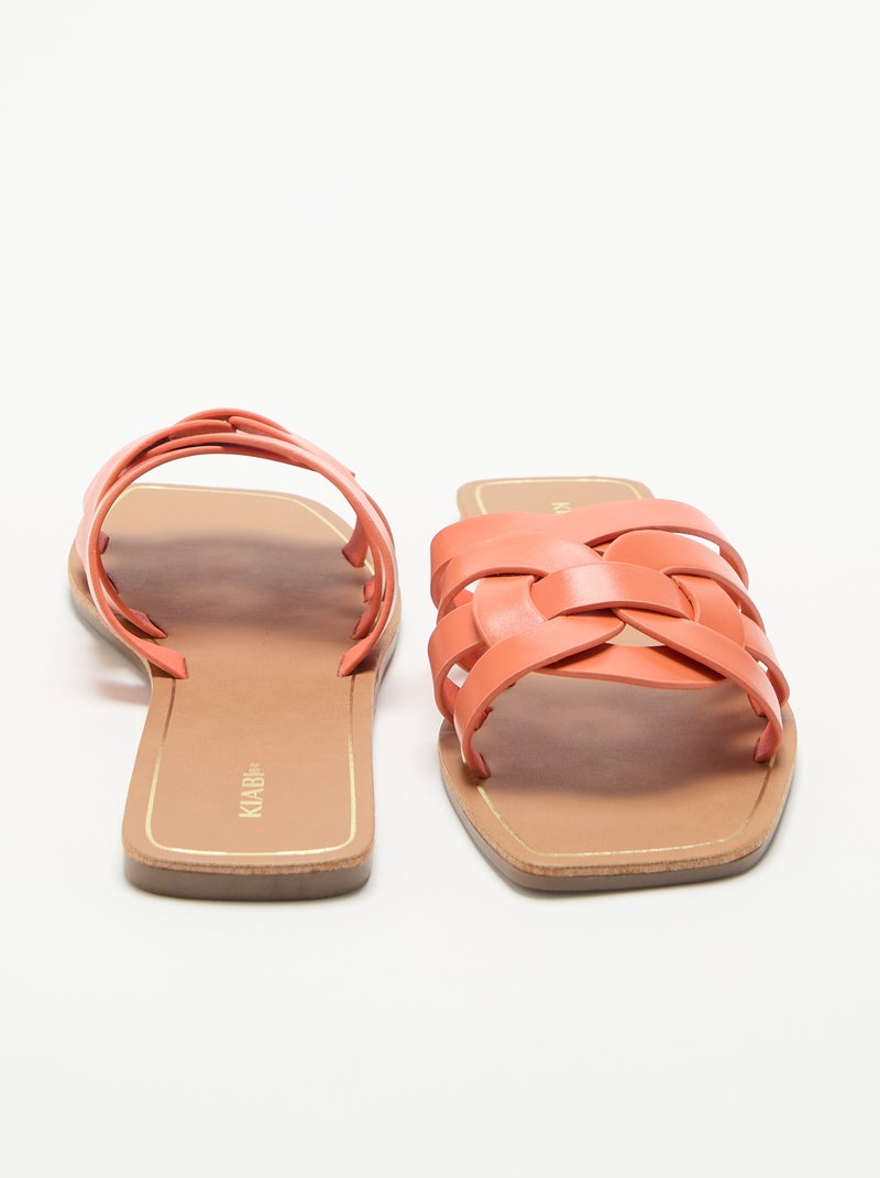Sandalias planas con tiras cruzadas Naranja - Kiabi