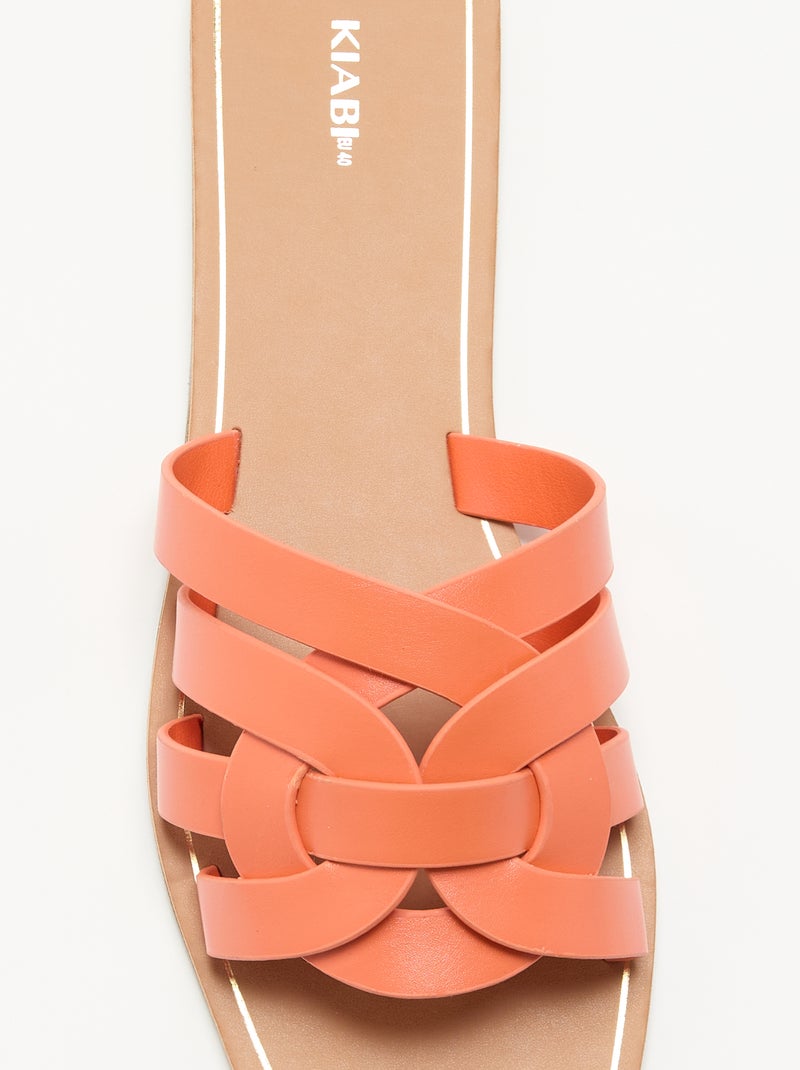 Sandalias planas con tiras cruzadas Naranja - Kiabi