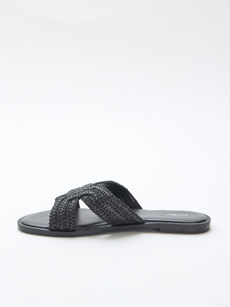 Sandalias planas con tiras cruzadas Negro - Kiabi