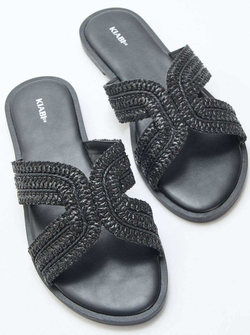 Sandalias planas con tiras cruzadas Negro - Kiabi
