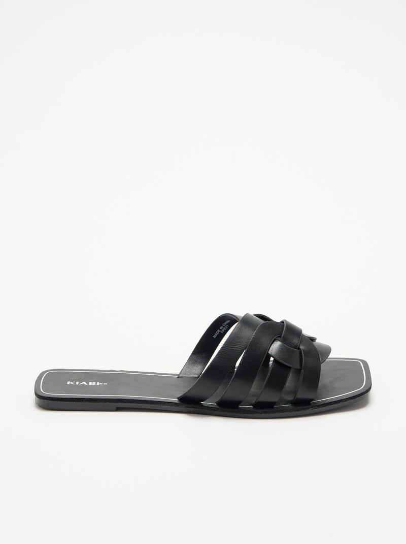 Sandalias planas con tiras cruzadas Negro - Kiabi