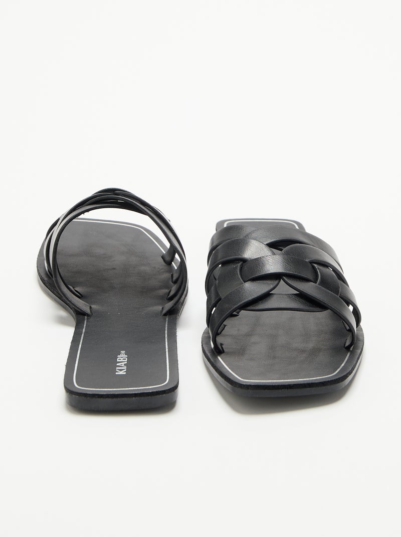 Sandalias planas con tiras cruzadas Negro - Kiabi