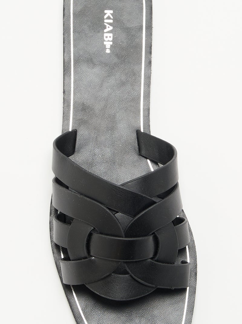 Sandalias planas con tiras cruzadas Negro - Kiabi