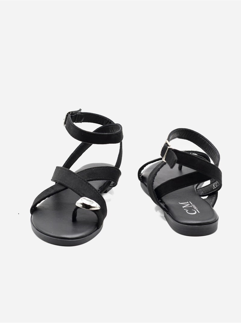 Sandalias planas con tiras cruzadas Negro - Kiabi